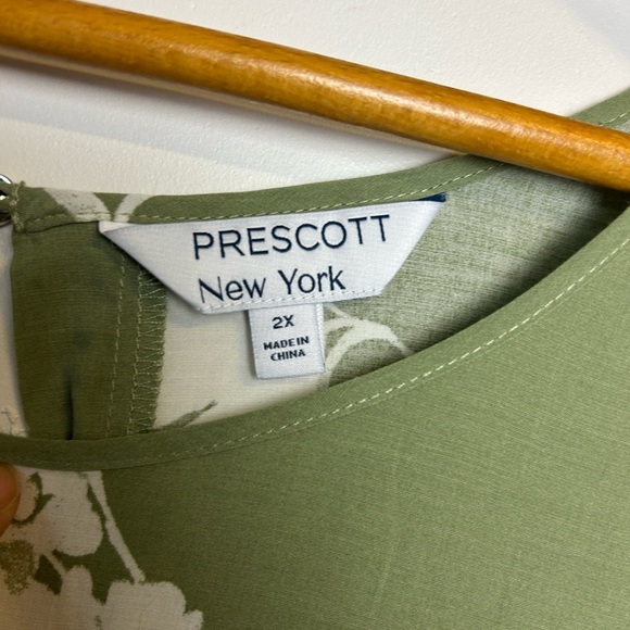 Prescott New York Top Blouse plus Size 2X green Floral Lightweight Comfortable - Picture 6 of 12